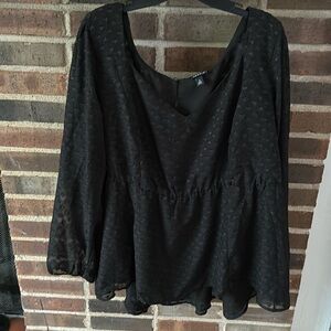 Women’s Torrid, Peplum Chiffon Chip Heart Blouse, Size 5, Black 16498474